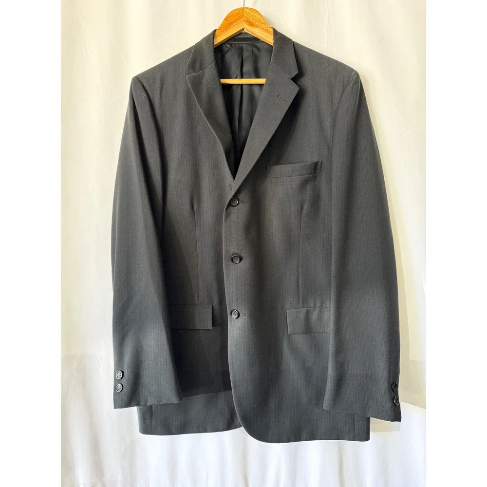 Richman Brothers Mens Navy Blue Black 3 Button Blazer Sport Coat Size 40